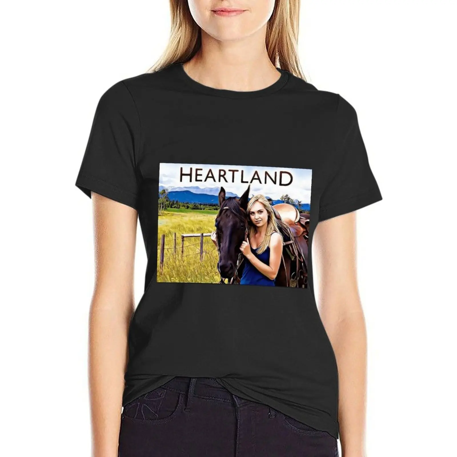 Heartland Ranch T-Shirt Short sleeve tee animal print oversized animal prinfor T-shirts for Women