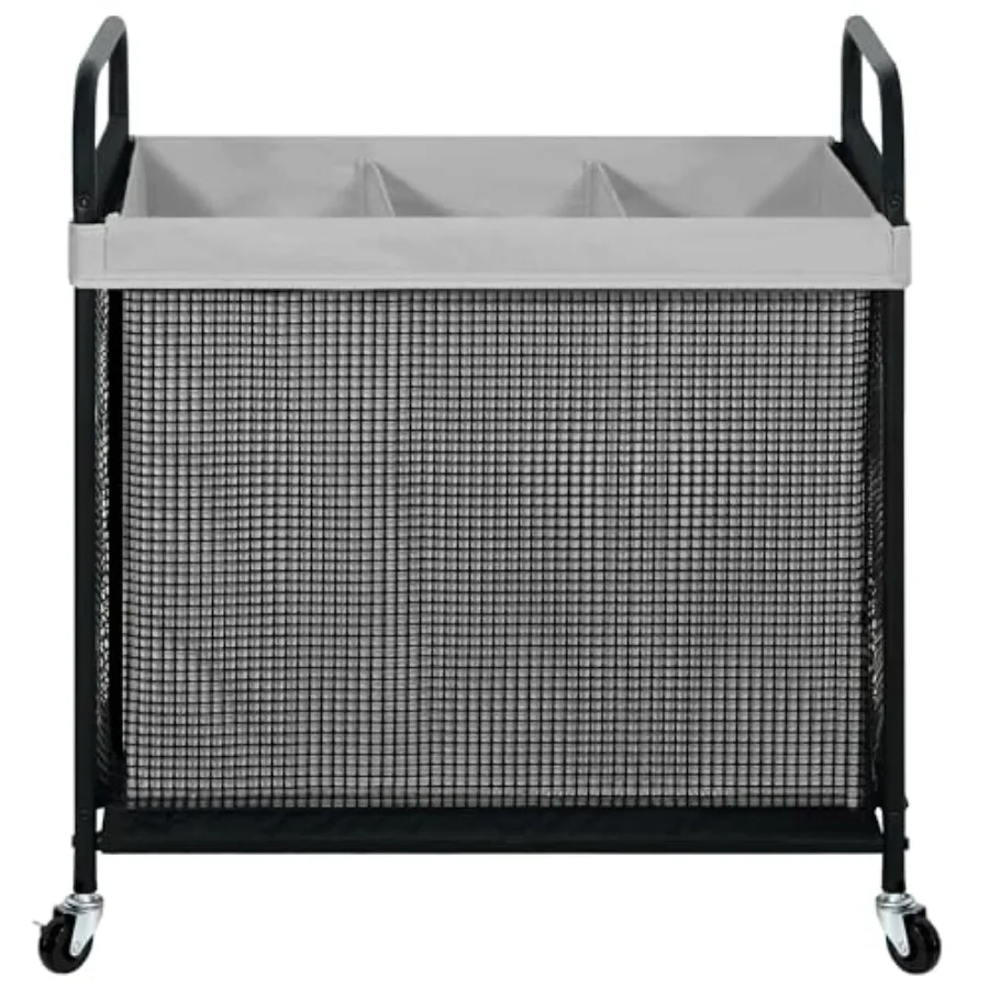 

Корзина для белья на 3 секции, 120 л, на колесиках, с вынимаемым и моющимся мешком-вкладышем, тележка-сортировщик для белья с колесами