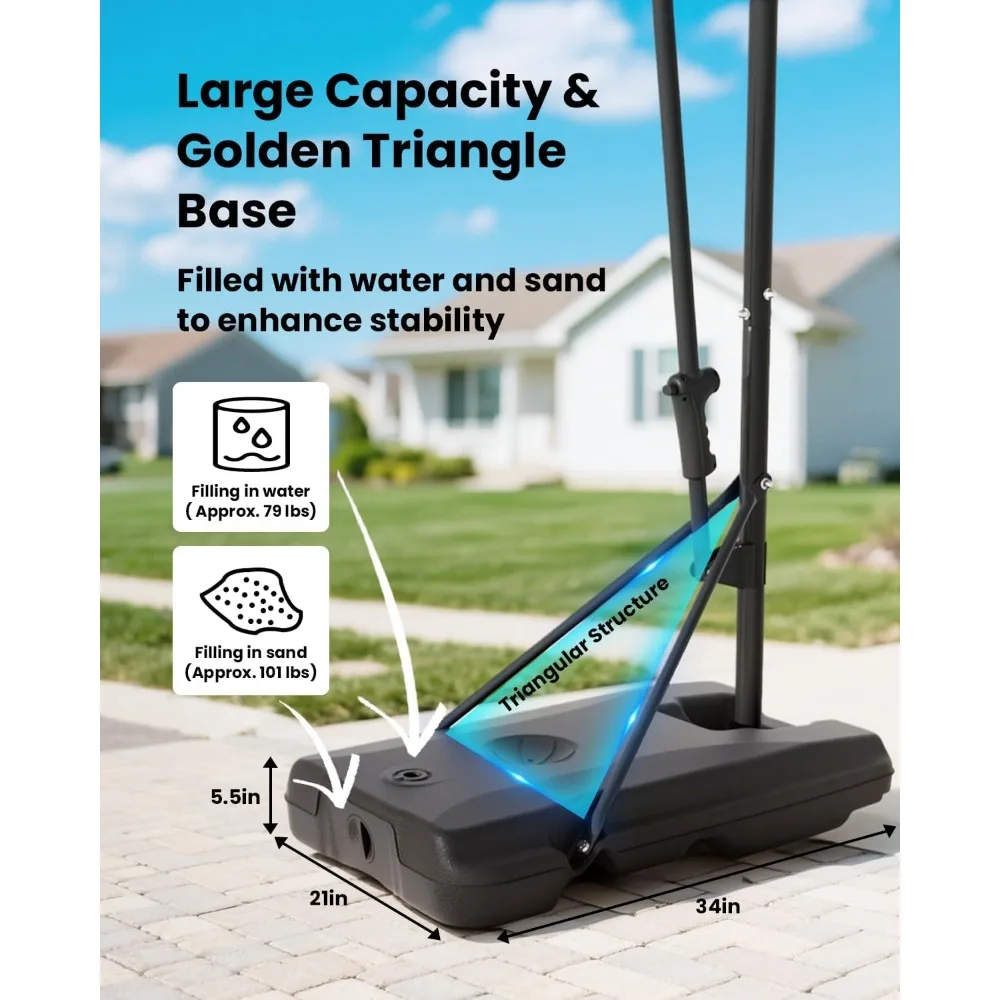 Sistema de aro de baloncesto juvenil portátil: objetivos de baloncesto al aire libre ajustables para niños, adolescentes y jóvenes en el patio trasero