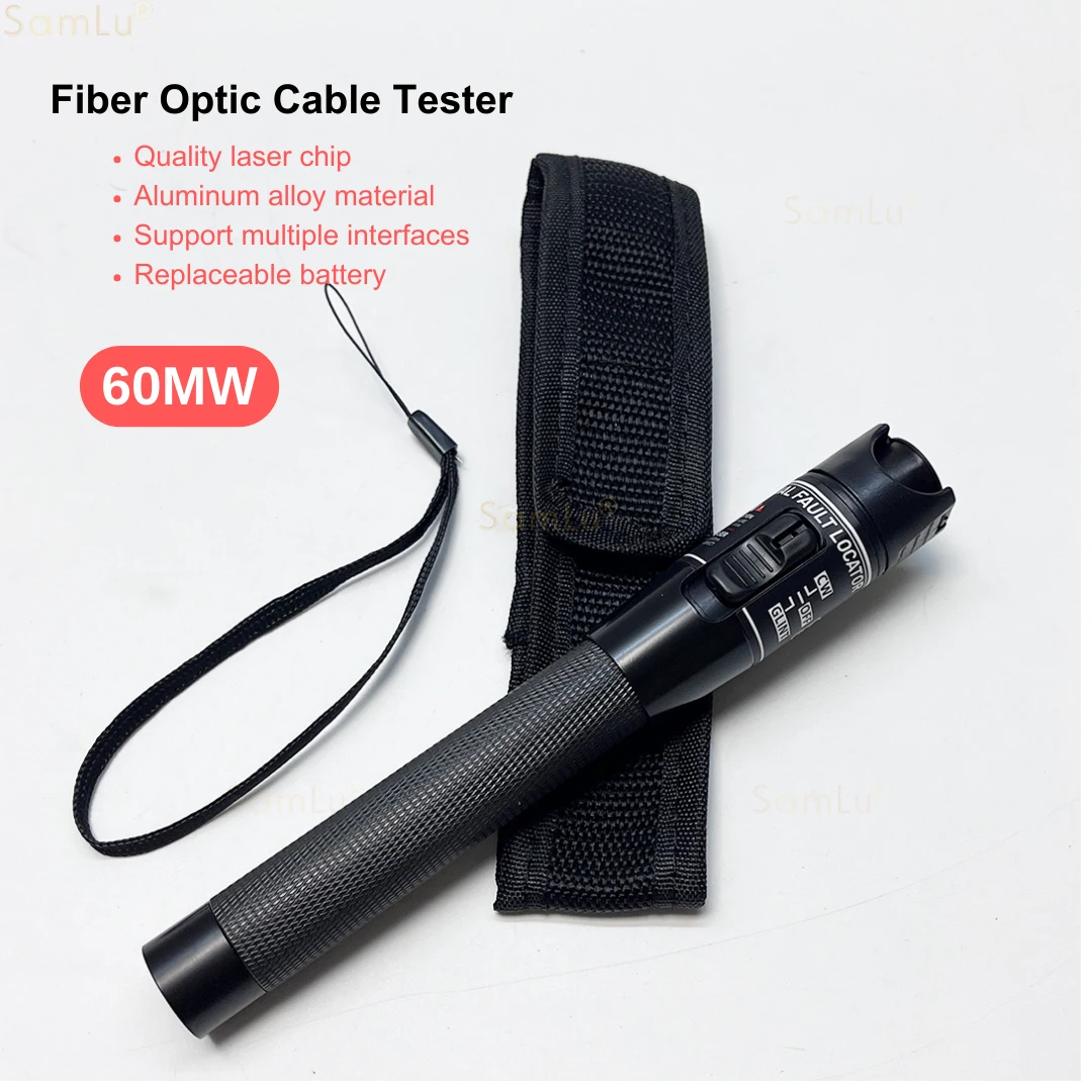 New Design Red laser pointer 60mW VFL Visual Fault Locator Fiber Optic Cable Tester 60mw Range FC/SC/ST Optic High quality