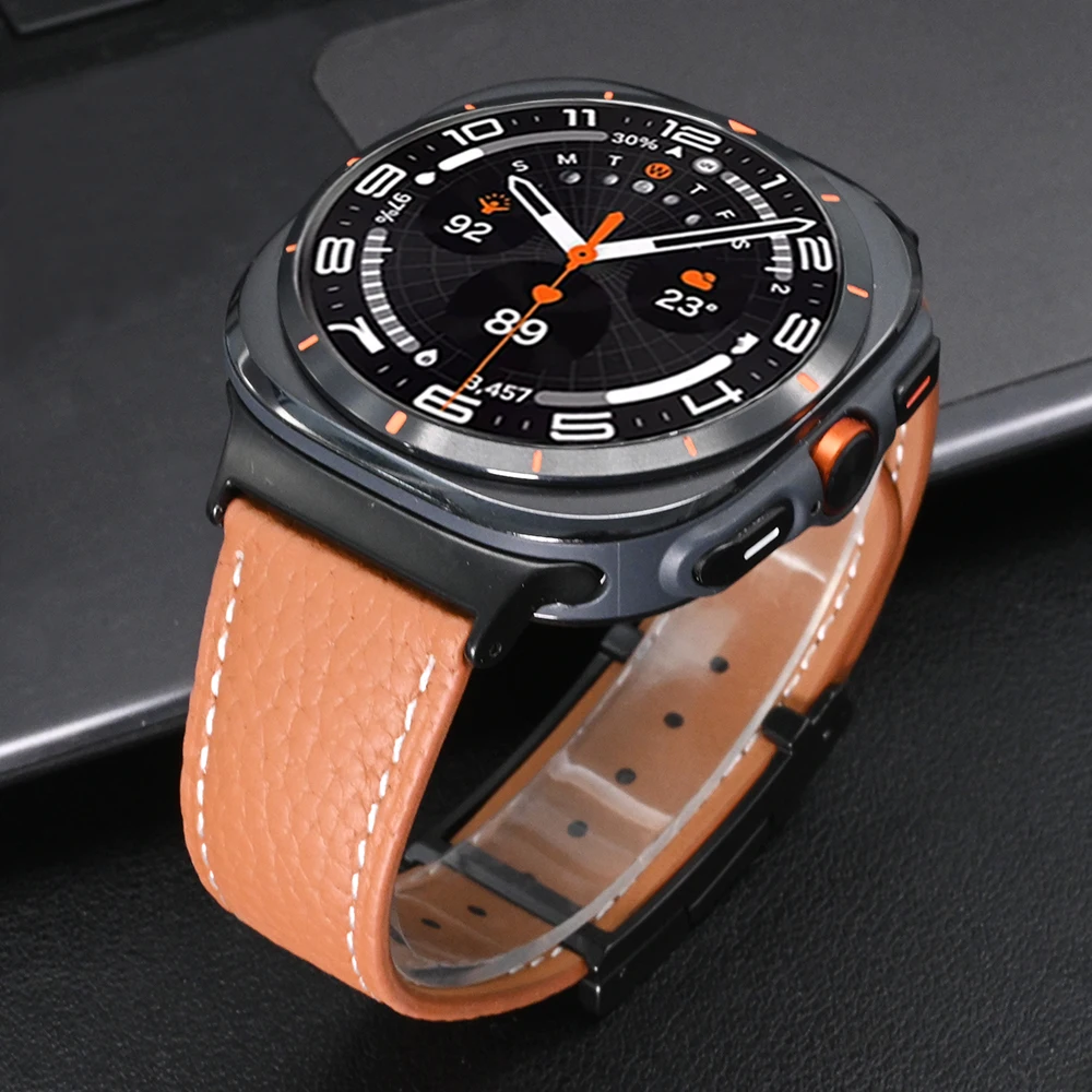 Unisex Leather Band for Samsung Galaxy Watch Ultra 47mm Magnetic Buckle Strap for SAMSUNG GALAXY 47 ULTRA Women Bracelet Correa