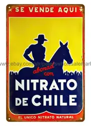 riding horse Nitrato De Chile equine gift metal tin sign retro home decor plaque