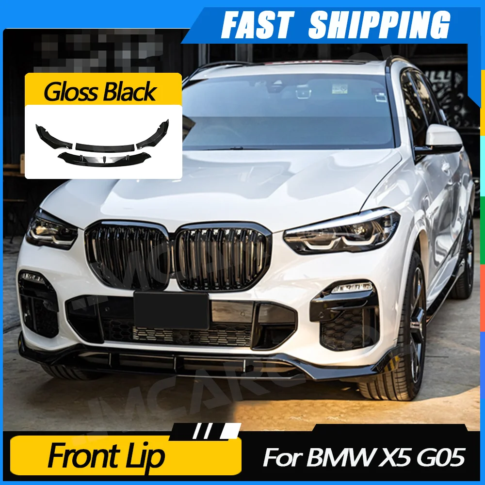 

Carbon Fiber Gloss Black 4PCS Car Exterior Accessories Front Bumper Lip Spoiler Splitter Body Kits For BMW X5 G05 M Sport 2019+