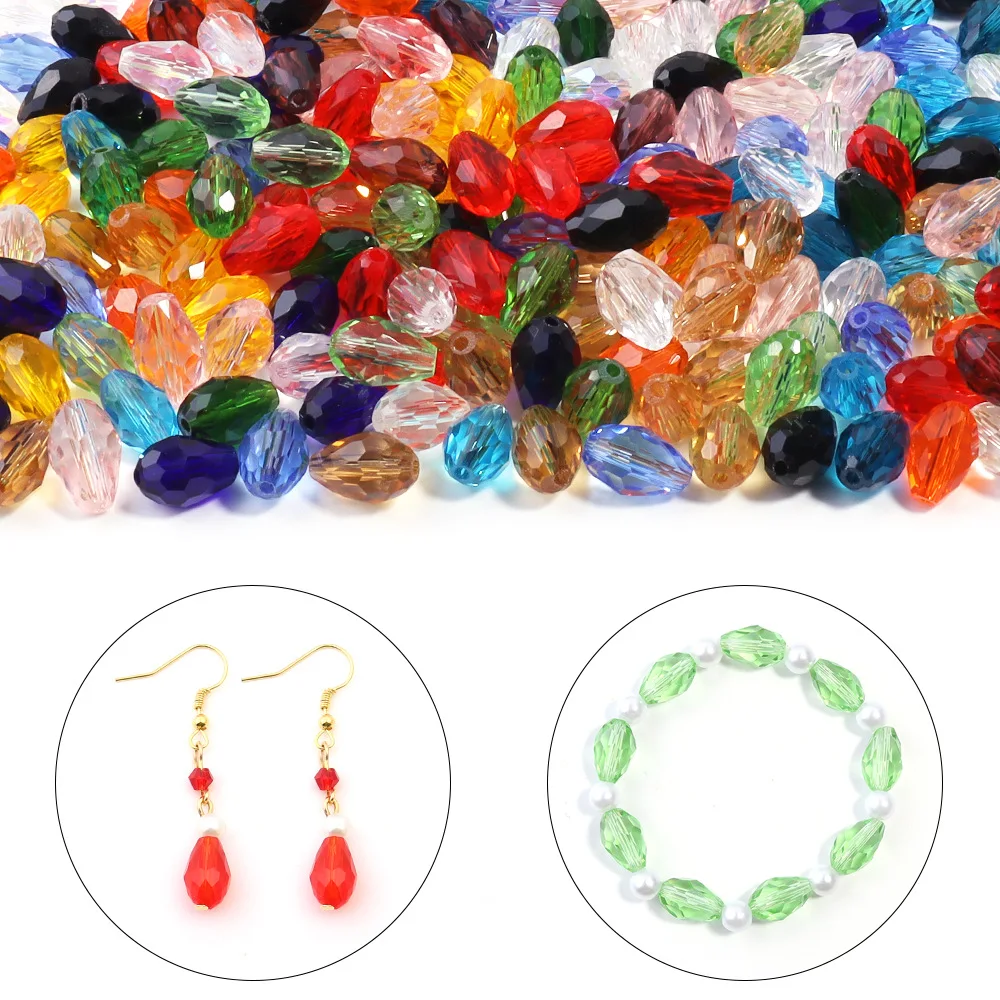 6X8MM 8X11MM 10x15mm Mixed Color Crystal Tear Drop Shape Glass Bead Loose Spacer Beads For Earrings Bracelets Jewelry Making DIY image 6