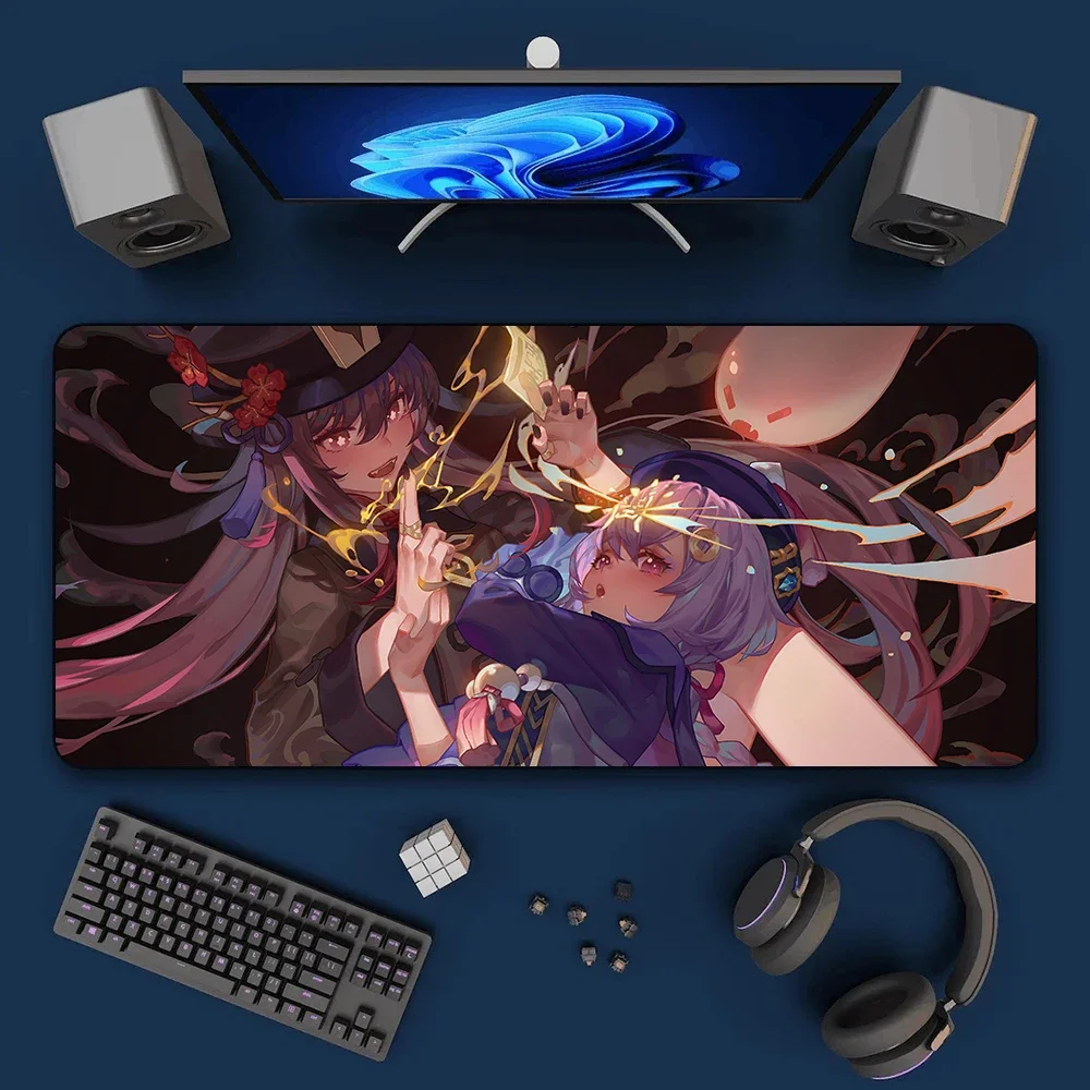 Hu Tao Genshin Impact Mousepad HD Printing Computer Gamers Locking Edge Non-slip Mouse Pad XXL90x40cm Keyboard PC Desk Pad
