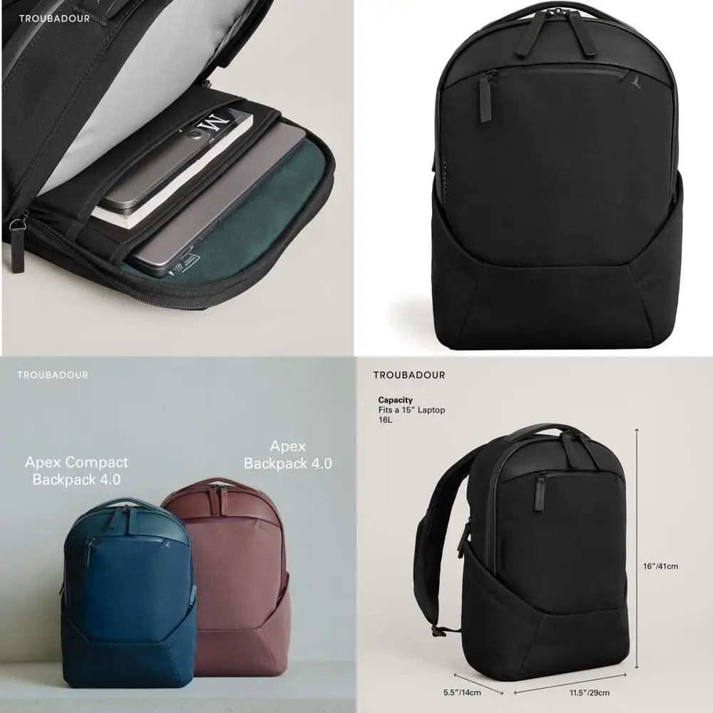 

Компактный рюкзак для ноутбука 16 л — эргономичный, водостойкий, премиальный дизайн для работы и путешествий — черный