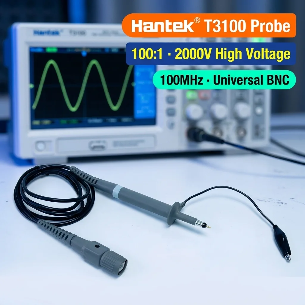 Hantek T3100 Digital Oscilloscope Probe X1 X100 100Mhz High Voltage Osciloscopio Test  Probes Accessories Cable Length 120CM