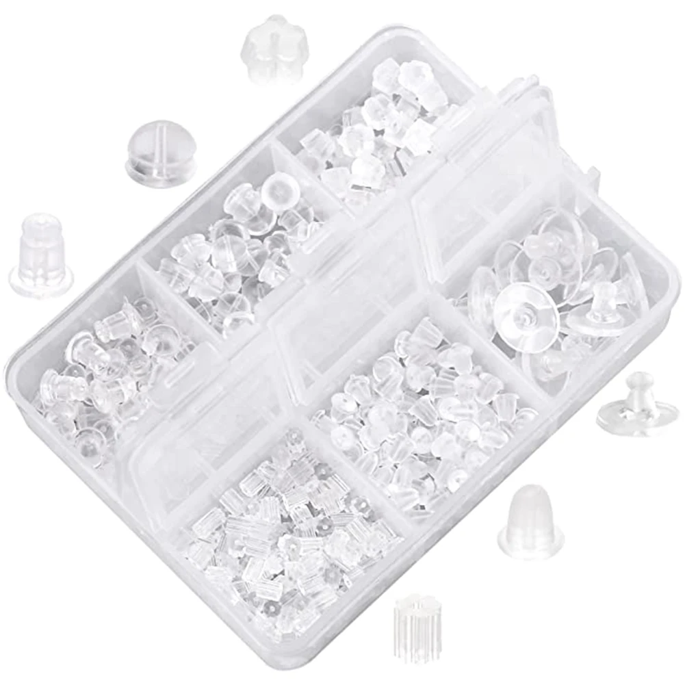 

Earring Silicone Earring Back 6 Clear Rubber Earring Safety Back Plug Replacement Kit (550 -600Pcs)