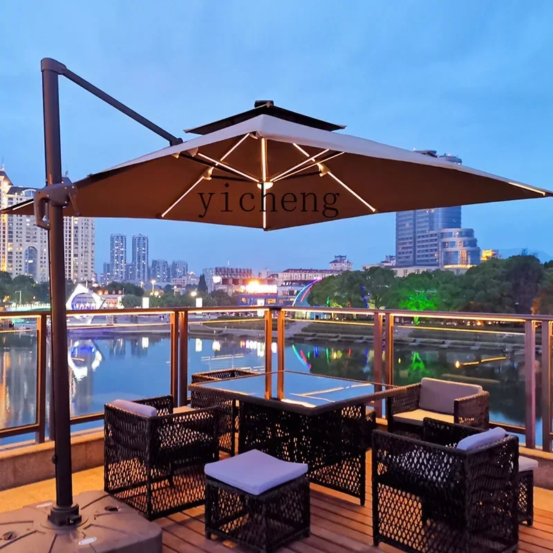 

HYS Outdoor Sun Umbrella Garden Umbrella Outdoor Open-air Garden Stall Folding Protection Large Roman Umbrella