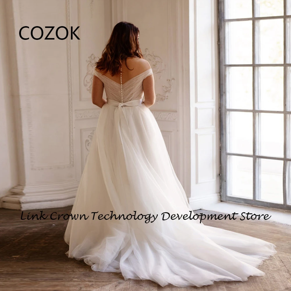 COZOK Fashion Plus Size Wedding Dresses for Women 2024 Soft Tulle Strapless Bridal Gowns with Beading Summer Vestidos De Novia