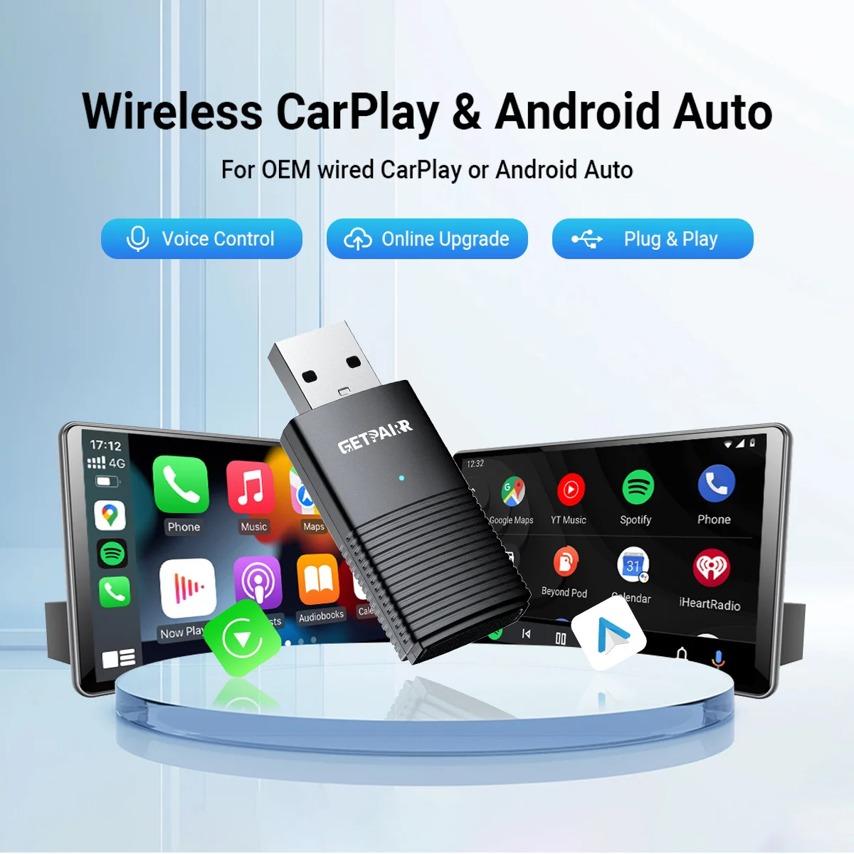 

Mini Wireless Android Auto CarPlay Adapter 2 In 1 Car Accessories Plug and Play Father's Boyfriend's Husband's Birthday Gift