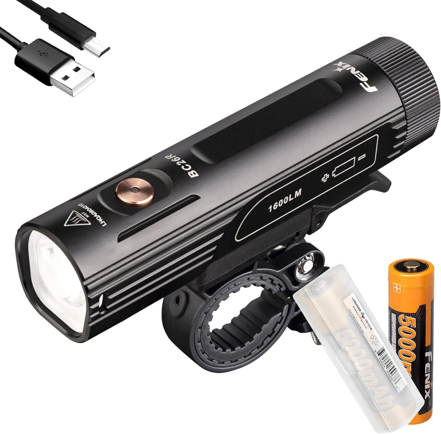 Rechargeable Bike Light, 1600 Lumens Super Bright with Dual Batteries and Battery Organizer