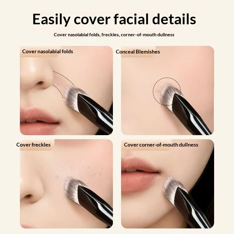 LISHU Flat Slanted Concealer Brush, Multi-purpose Foundation Brush for Covering Acne Scars, Dark Circles,Blemishes - Makeup Tool