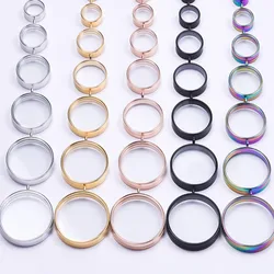 10Pcs/Lot Stainless Steel Round Medallon Flotantes Locket Pendant 10-40mm Glass Ashes Photo Holder Relicario Colgantes Jewelry