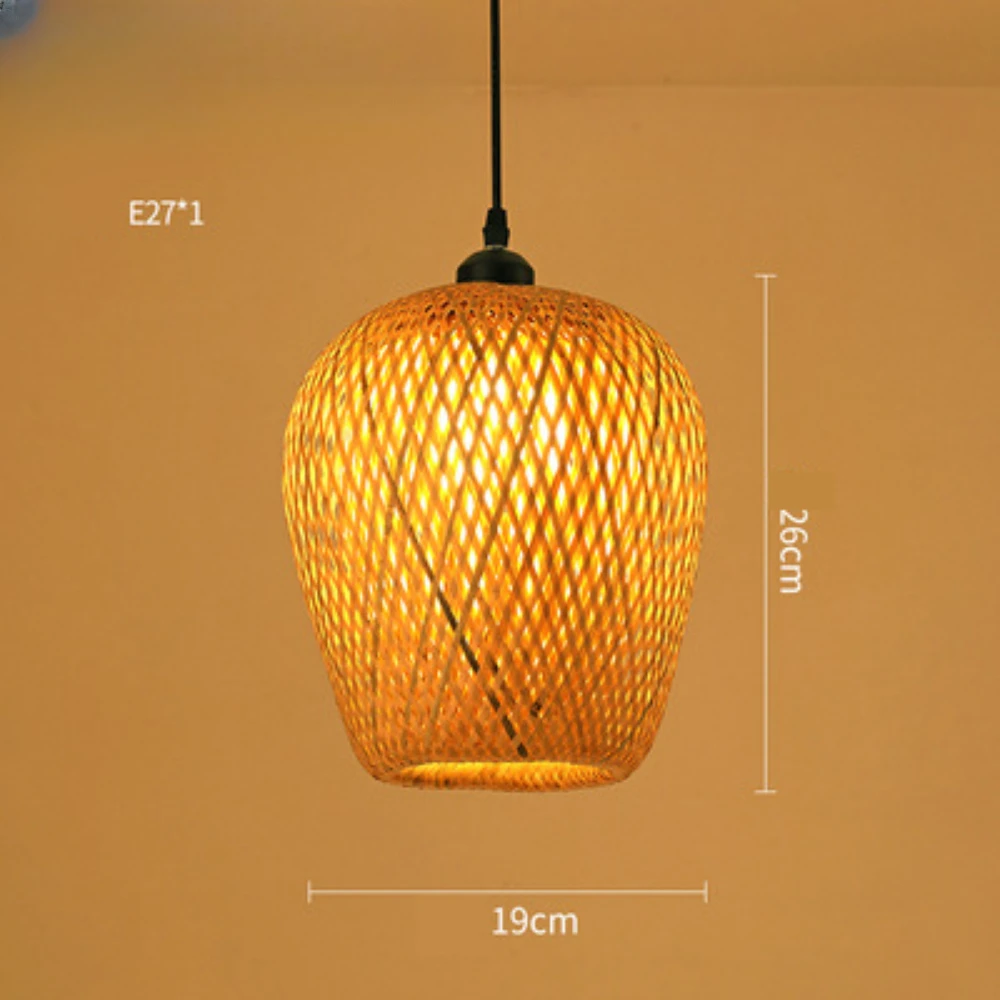 Classic Bamboo Weaving Chandelier Lamp Handmade Pendant Lamp Hanging Led Ceiling Fixtures Rattan Woven Home Bedroom Decors image 5