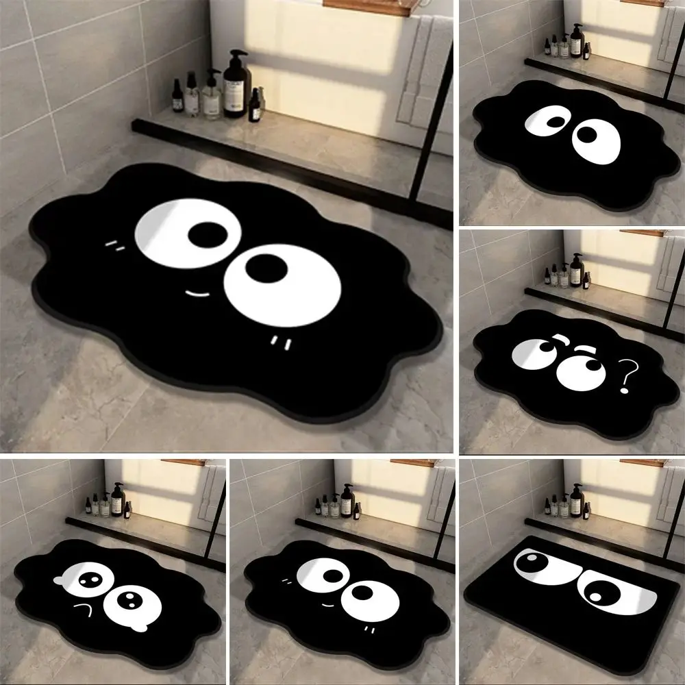 

Cartoon 40x60cm Bathroom Floor Mats Diatom Mud Quick-drying Shower Rugs Anti-fall Non-slip Black Carpets