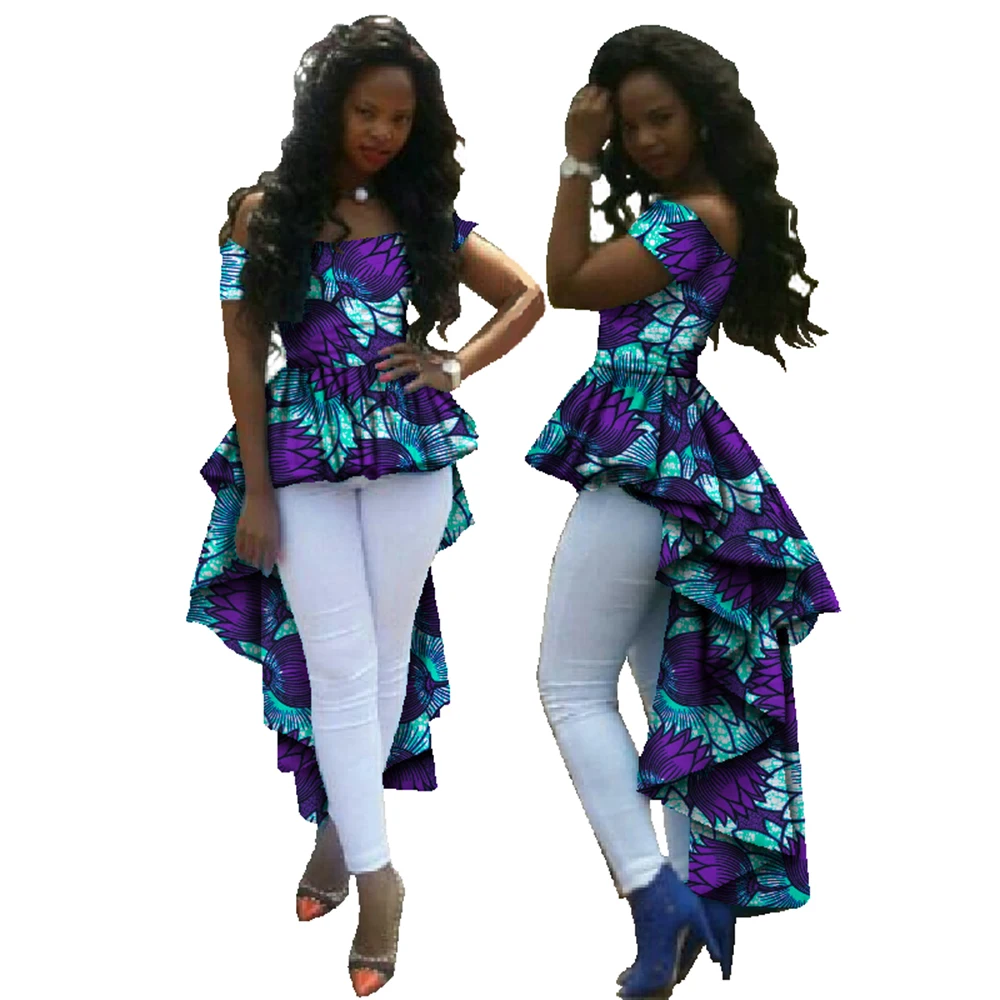 Summer Top African Clothes African Wax Cotton Print Dresses for Women Dashiki Plus Size Robes Pour Les Femmes Africai WY615