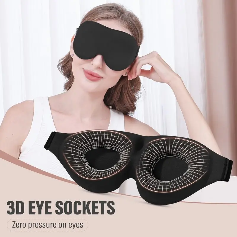 Blackout 3d Eye Mask Adjustable Soft Breathable Ultra Thin Zero Pressure Eye Mask For Men Women Ideal Side Sleepers Travel Nap