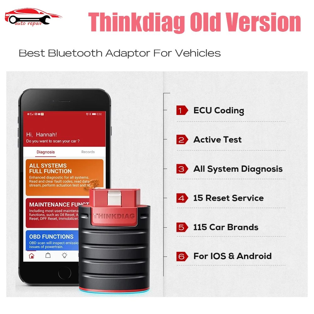 Thinkdiag Old Version Full System for Android/IOS OBD2 Scanner Automotive Diagnostic Tools ECU Coding PK X431 iDiag Easydiag 3.0