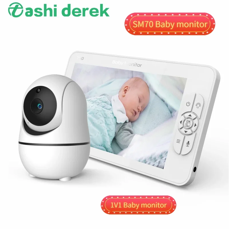 7 Inch Baby Monitor with Camera Wireless Video Nanny  HD 720P Security Night Vision Cry Alarm Temperature Monitoring SM70