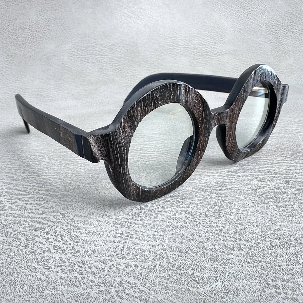 Man Glasses Frames Big Face Unique Vintage Round Eyeglasses Handmade Original Buffalo Horn Reading Prescription Eyeglass Frames - view 6