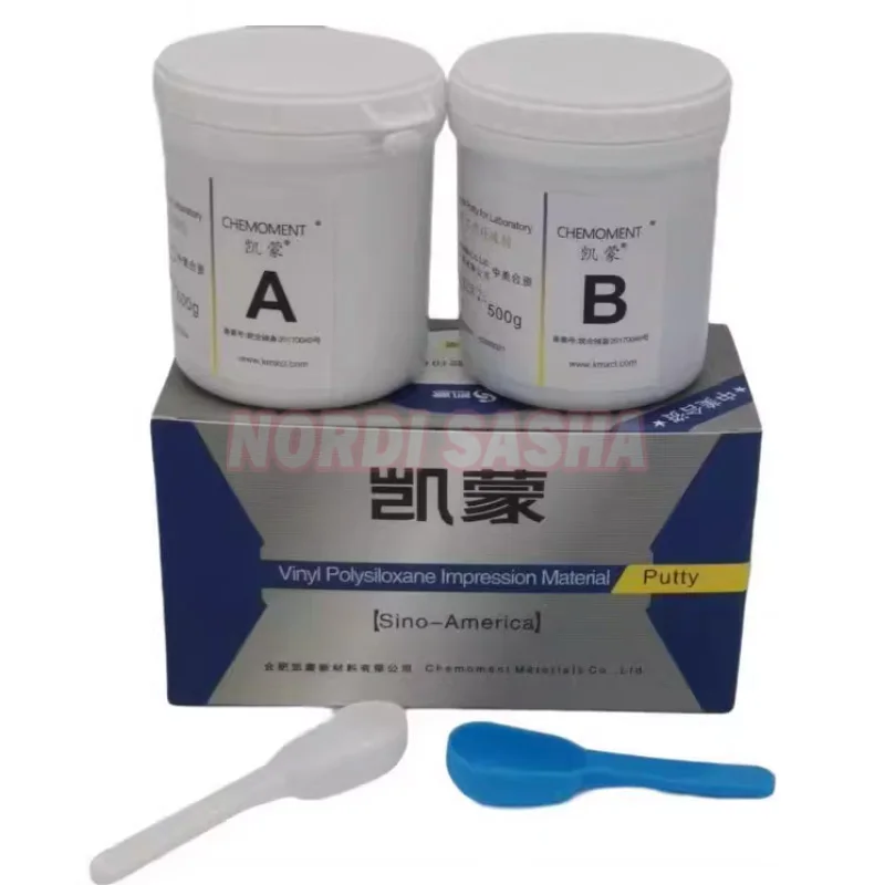 

500g*2/Box CHEMOMENT Putty Polymerized Silicone Rubber Impression Material Dental Lab Technician Silicone Rubber