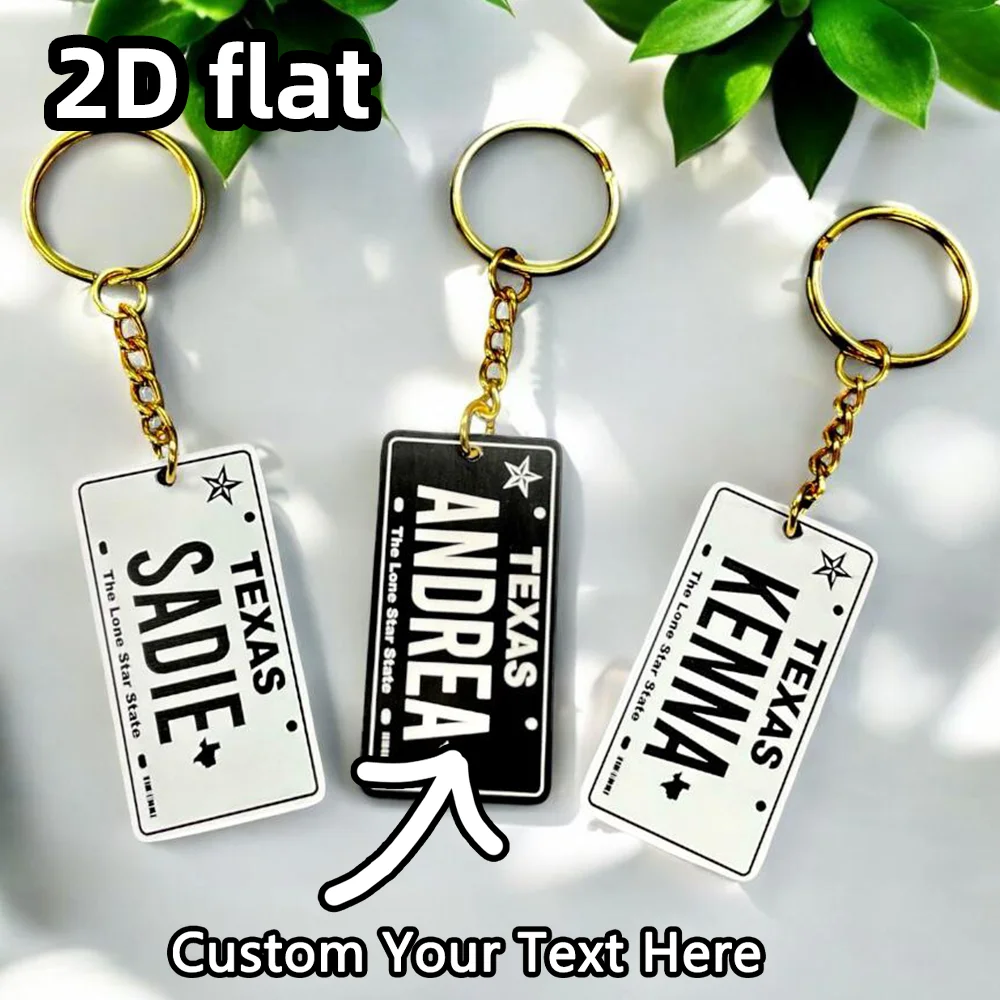 1PC Custom Texas License Plate Keychain, Personalized Car Key Ring, Gift for New Driver, Father's Day or Birthday Present