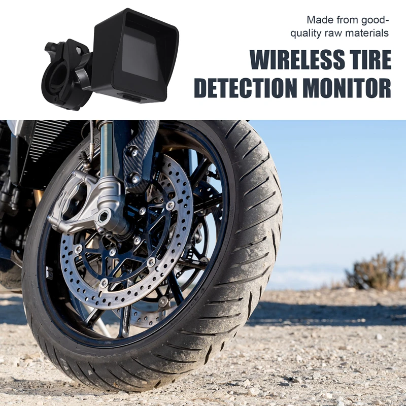 

Solar Wireless Tire Pressure Monitoring System Motorcycle TPMS Tire Pressure Monitor LCD Display 3 External Sensors