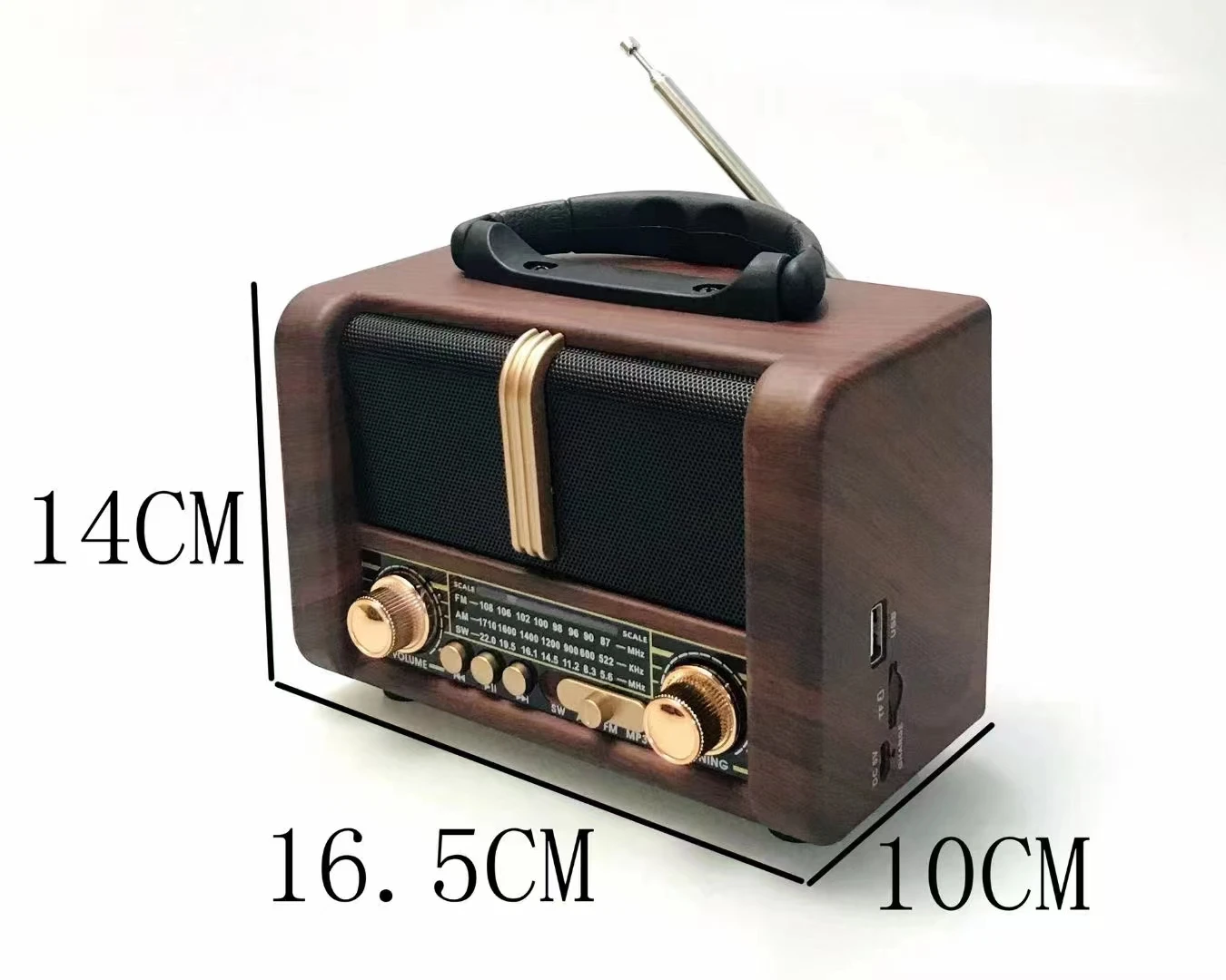 NNS-REPRODUCTOR DE MADERA PARA NS-8107BT, Radio Retro clásica, Fm, Am, Sw, 3 bandas, recargable con Usb, Sd, Tf, Mp3