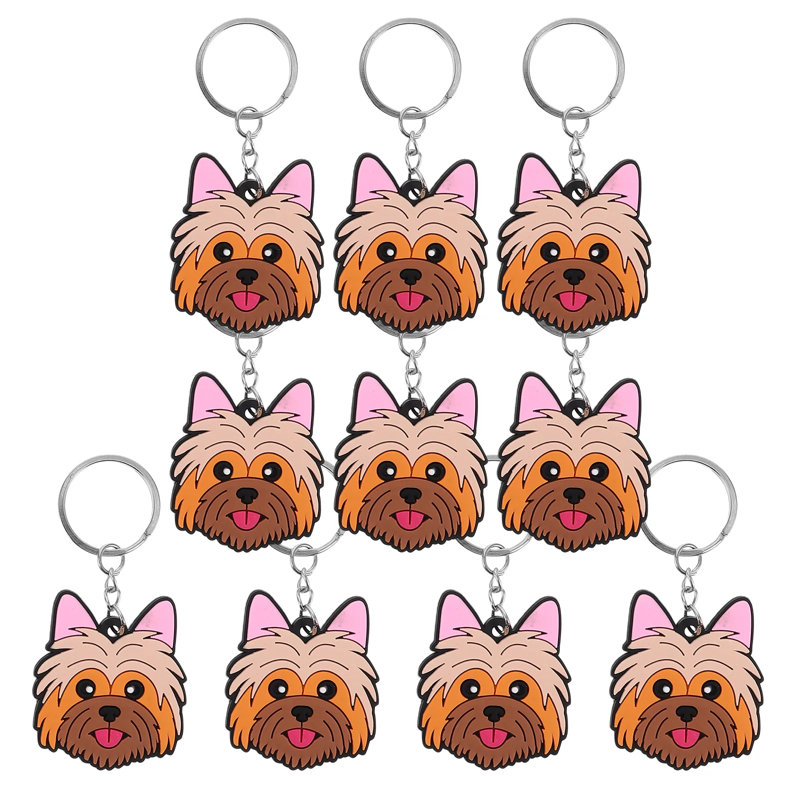 

10Pcs Delightful PVC Dog Keychains Cartoon Style Soft Animal Key For Backpacks Handbags Party Favor Accessories