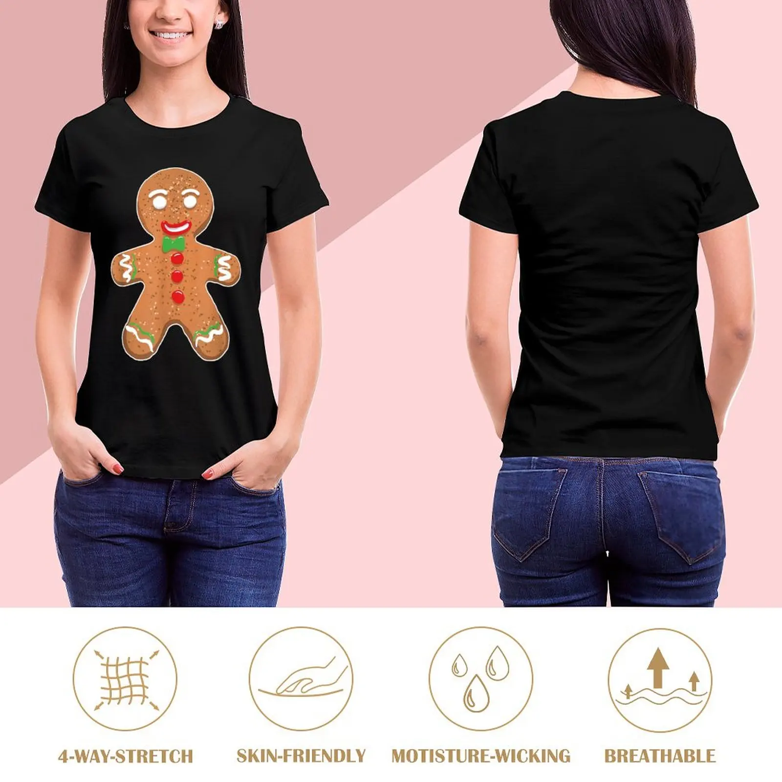 Gingerbread Man Christmas Cookie Costume Baking Team T Shirt Graphic Shirt Casual Shorts Sleeved Female Tee T-Shirt Size S-4XL