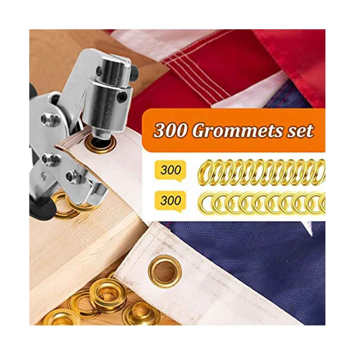 Jeu de pinces à œillets pour bâches, 300 œillets, diamètre 10 mm