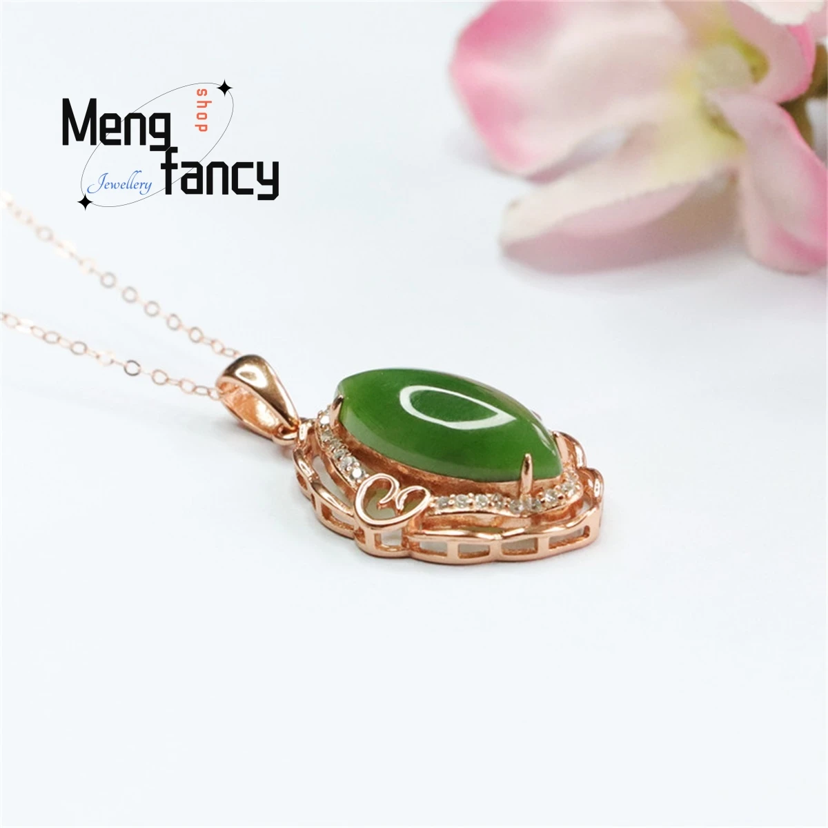 Natural S925 Silver Inlaid Hetian Jasper Water Drop Hollowed-out Love Necklace Pendant Personality Fashion Charm Luxury Jewelry