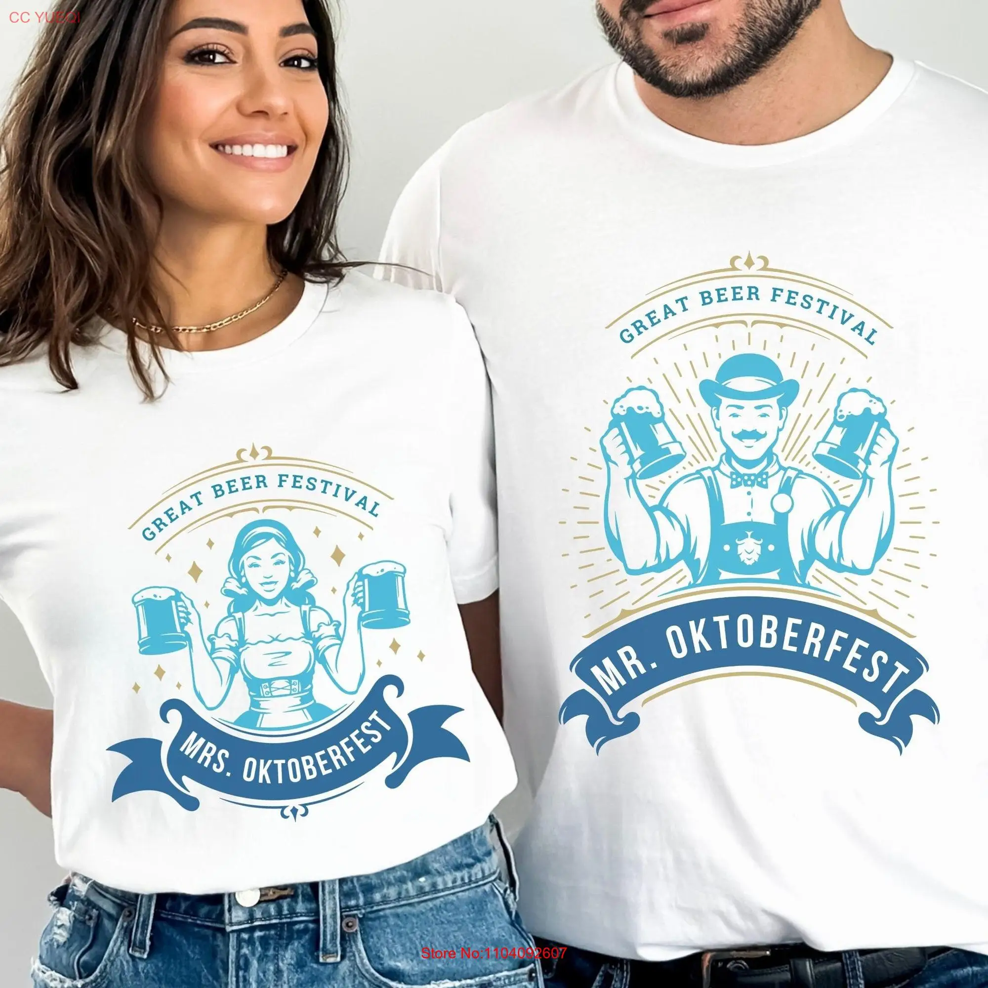 Couples Matching OktoberfesT T Shirt Mr and Mrs Group German Beer Stein ProsT Festival Biergarten long or short sleeves