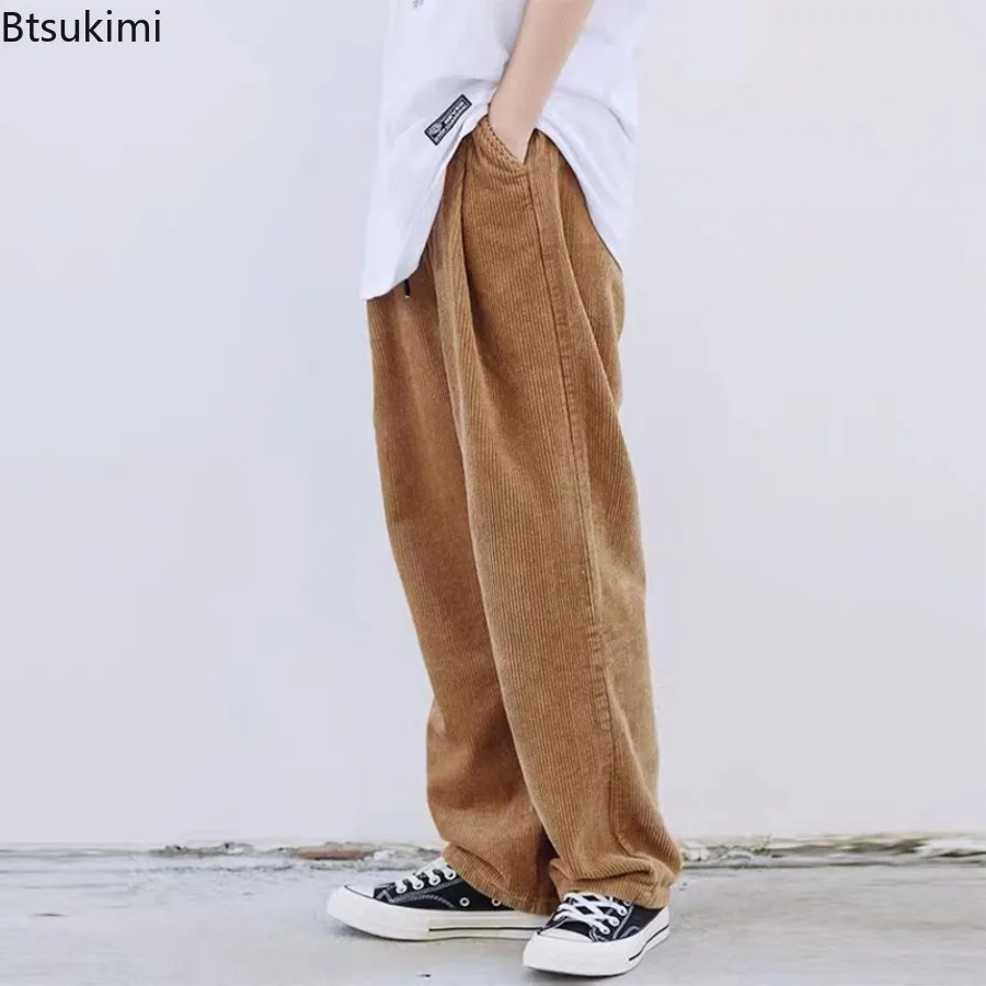 العلامة التجارية الجديدة الرجال سروال قصير مخطط مرونة الخصر الرباط السراويل المستقيمة في الهواء الطلق فضفاض بناطيل كاجوال الذكور خمر السراويل