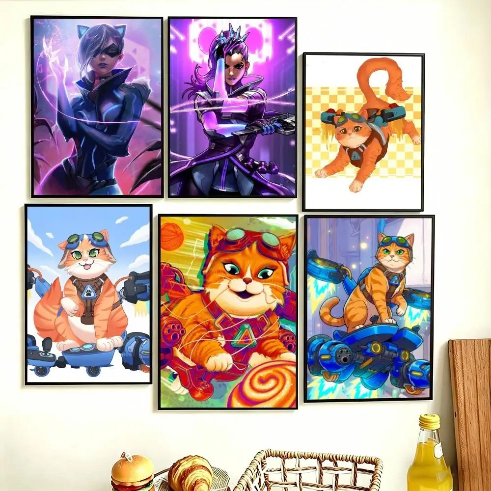 

game Jetpack Cat Sombra Overwatch Poster Perfect Space Sticker Self Adhesive for Office Home Theater Wall Art Decor Fancy Gift