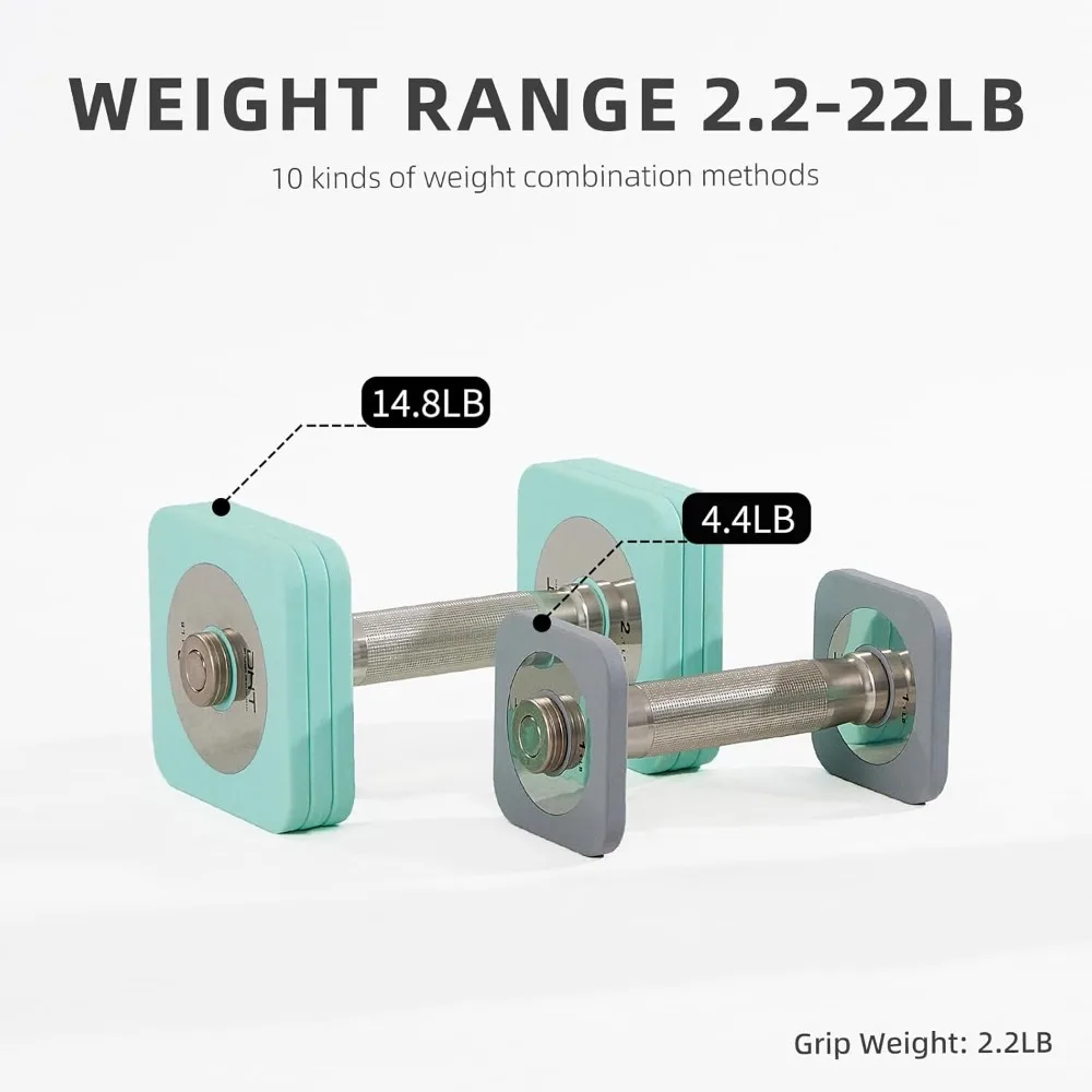 Set di manubri con rack, set di manubri con pesi liberi, fitness multiuso, antirotolamento, set di pesi per palestra, ufficio, 2,2-22 libbre, 1 set