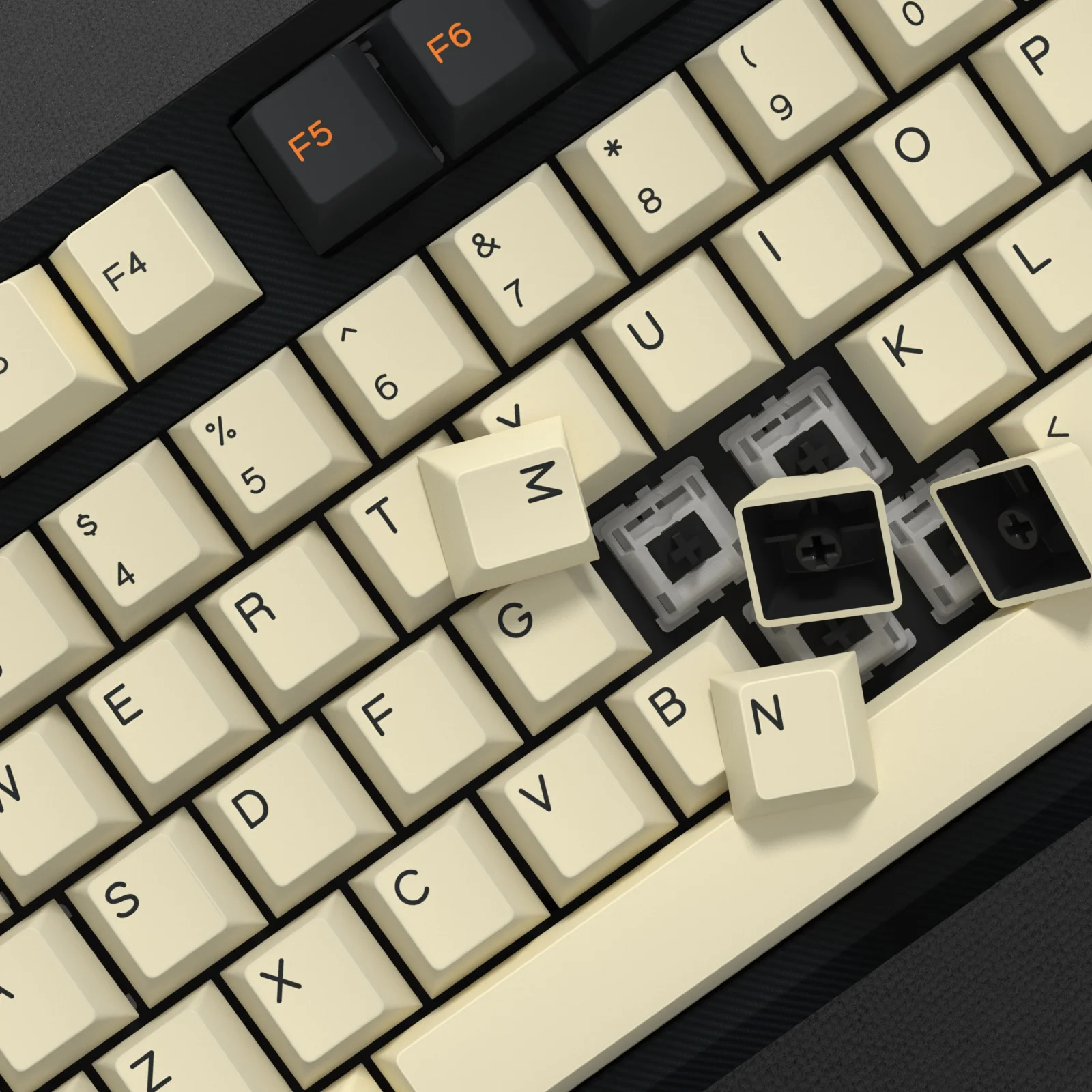 Imagem -05 - Kbdiy-gmk Carbon Keycap Teclado Mecânico Perfil Cereja Double Shot Pbt Iso 7u Retro Gmk67 K500 Interruptor mx