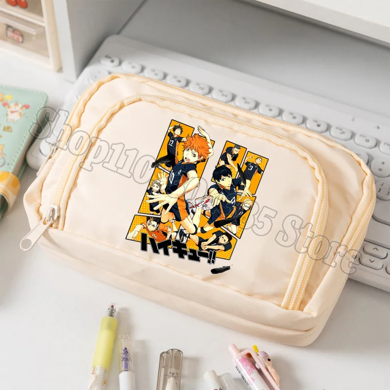 Haikyu Pencil Case New Boys Cartoon Hinata Shoyo Stationery Pouch Student School Desktop Organizer Pen Bags Kids Gift Hot Sales