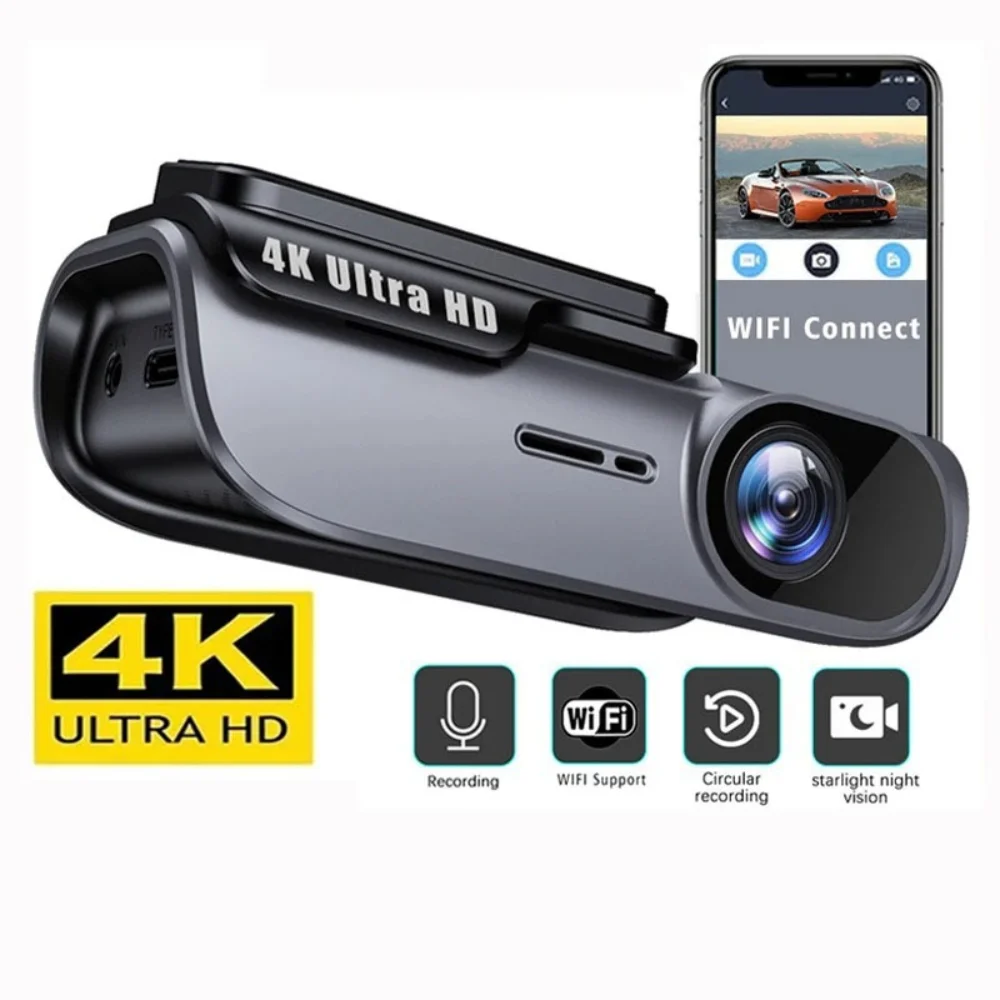 

HONG TONG 4K HD night vision Car Recording Dash Camera with Wi-Fi Video Recorder Driving Vehicle Cam Night Vision Car Camcorder