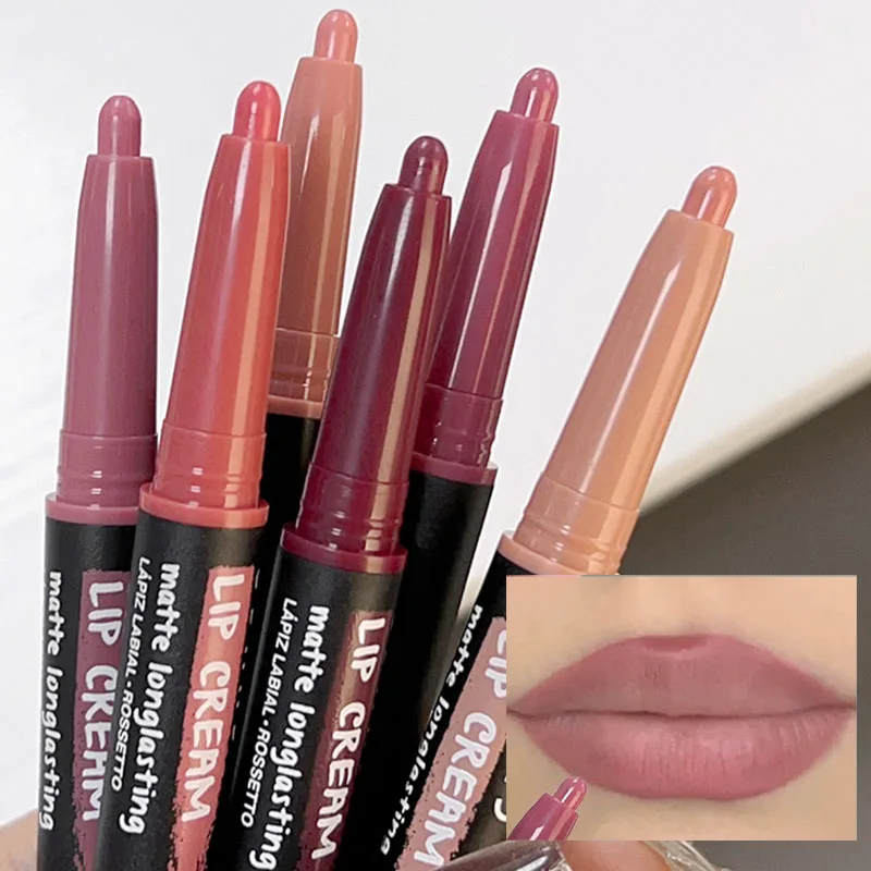 Nude Matte Crayon Lip Liner Pen Lasting Natural Soft Non-stick Cup Lipstick Outline Lip Shape Lipliner Sexy Lips Makeup Cosmetic