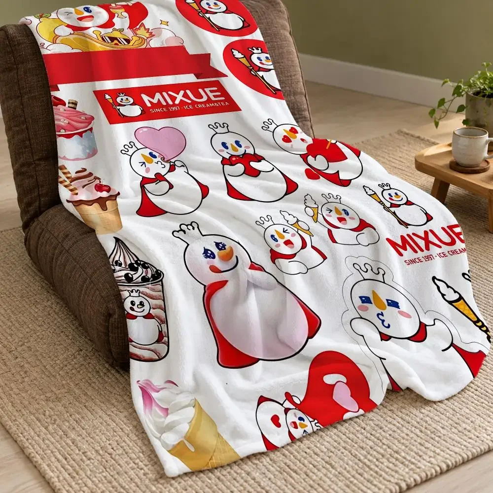 MIXUE Ice Cream & Tea Throw Double Sided Flannel Throw Blanket Soft Warm Washable Home Decor