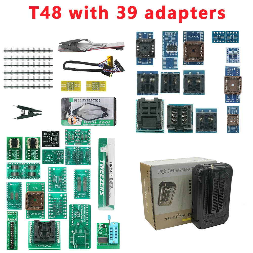 

Best Price XGECU T48 (TL866-3G) Programmer with 39 Adapter Support 31000+ ICs for SPI/Nor/NAND Flash/EMMC BGA/TSOP/SOP/PLCC