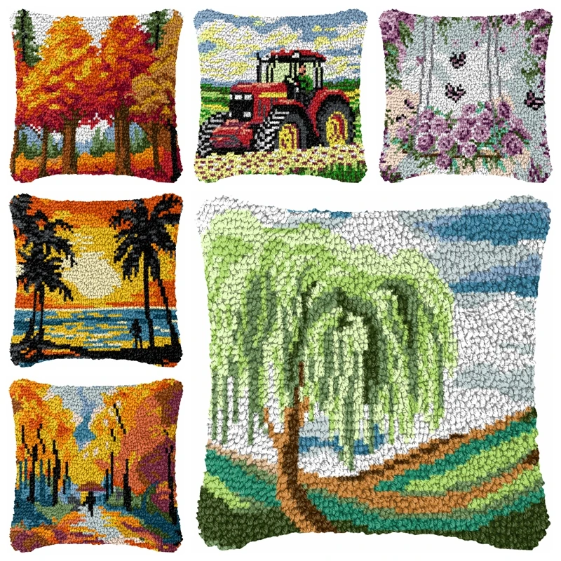 

Набор крючков с защелкой для живописного заката, подушки для вышивания, подушки с узлом, посылка подушки для рукоделия, крючок с защелкой с геометрическим узором