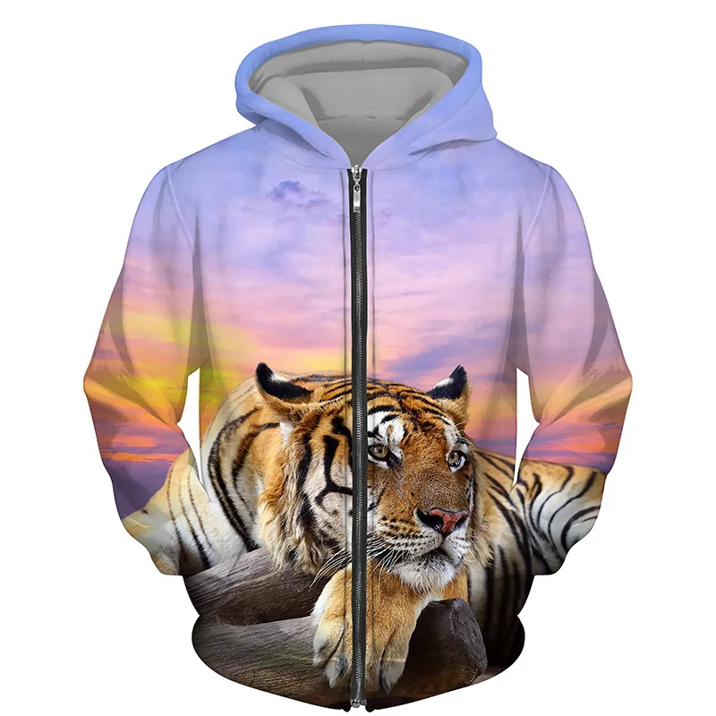 

Hoodies Animals Tigers 3d Printed Zipper Sweatshirts Men Women Hooded Oversized Hoodie Kids Zip Up Sweatshirts Tracksuits Coat