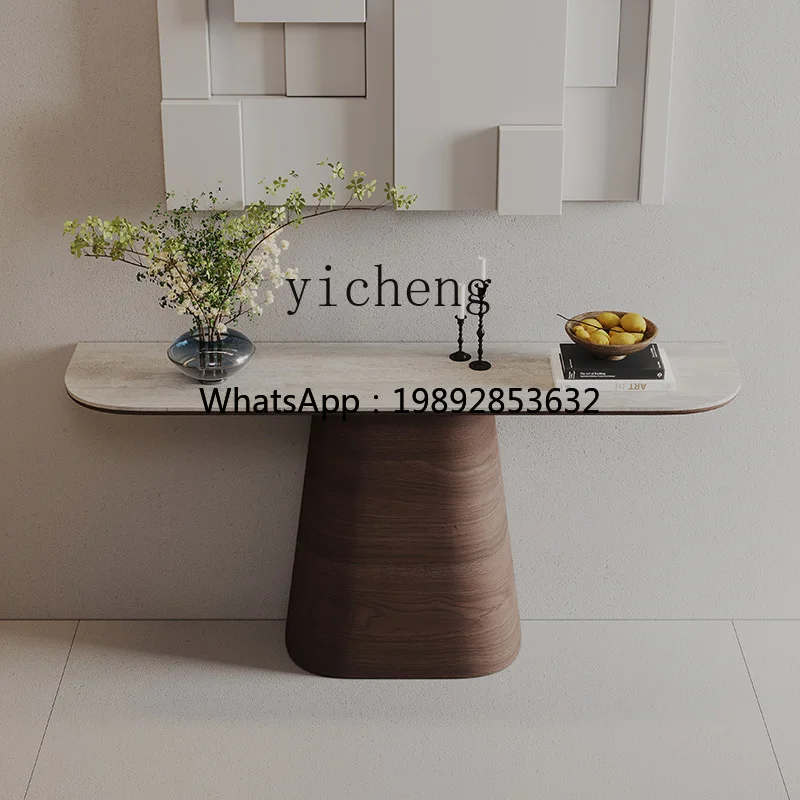 DDXL medieval style travertine rock slab entrance table corridor aisle entrance entrance platform high-end solid wood