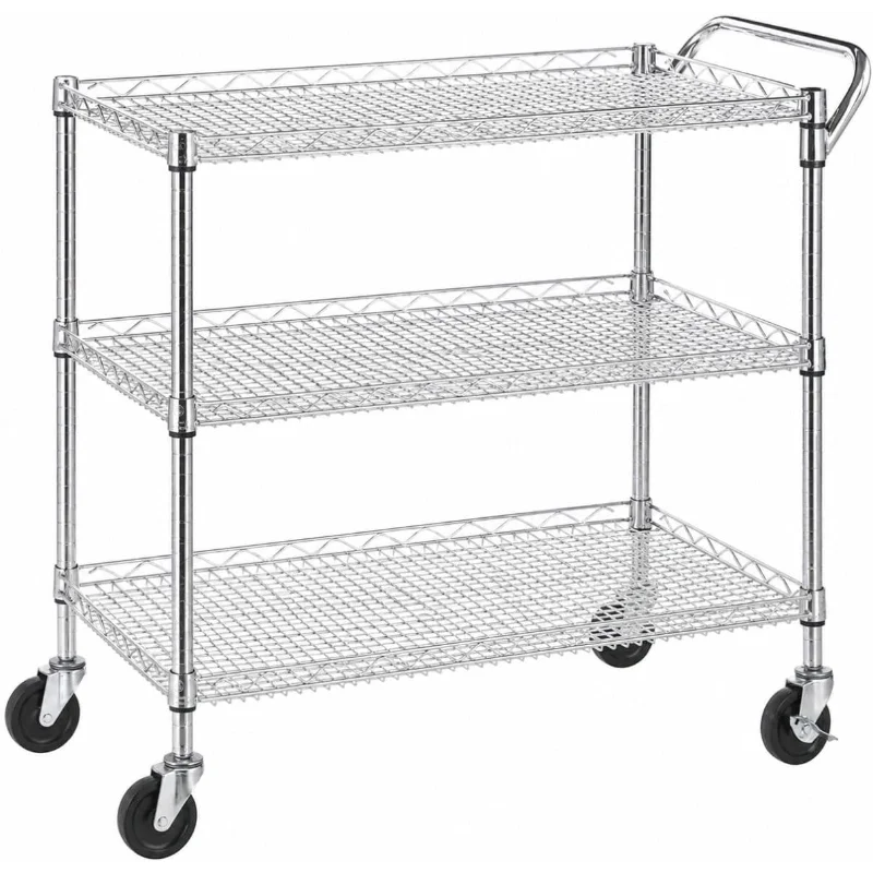 Heavy Duty Rolling Utility Kitchen Cart on Wheels Serving Cart Commercial Grade for Office School Church Kitchen Garage Hardware