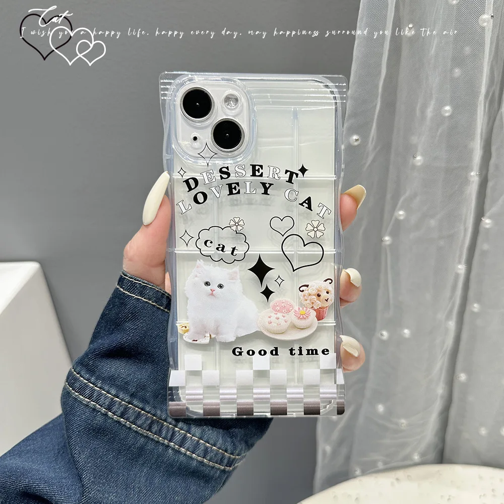 Cat dim sum transparent soft mobile phone case iPhone 14 13 12 Pro Max 14Plus X XS XR XSMAX 7 8 Plus SE2 2020 Anti -drop shell