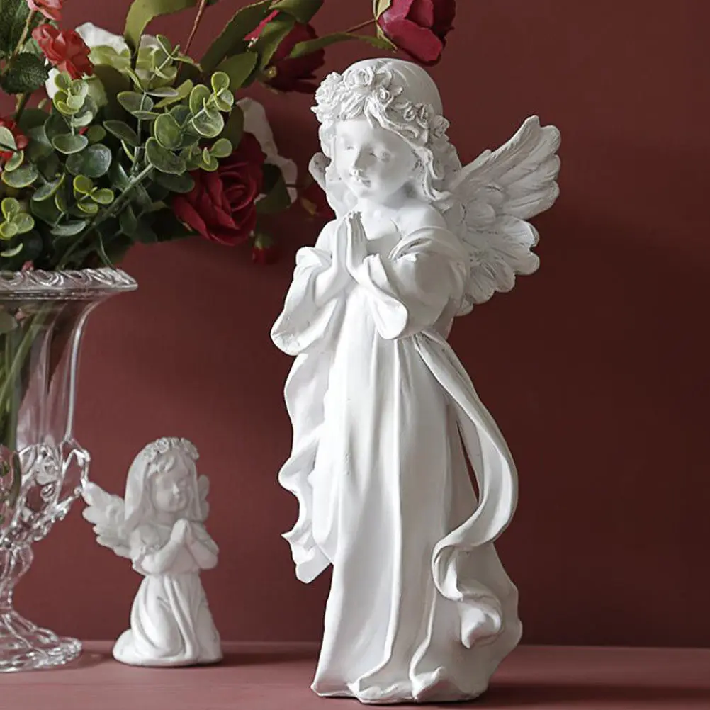 

1 шт. Смоляная фигурка ангела: милый молящийся ангел для домашнего декора, украшения рабочего стола, оформления сцен, белый