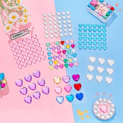 Pegatinas de gemas de corazón de amor 3D, pegatinas de diamantes de imitación de joya autoadhesivas, pegatinas de cristal para niños, decoraciones DIY